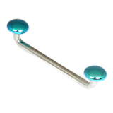 Titanium Surface Barbell with Disks 1.6mm gauge, 2.5mm depth, 4mm disks. 1.6mm, 27mm, 4mm, Turquoise
