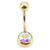 Zircon Titanium Double Jewelled Belly Bars (Gold colour PVD) - SKU 20628