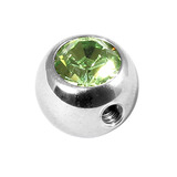 Steel Side-threaded Jewelled Balls 1.6x8mm Light Green