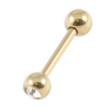 Zircon Titanium Double Jewelled Barbells (Gold colour PVD) 1.6mm, 10mm, 5mm, Crystal Clear