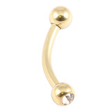 Zircon Titanium Double Jewelled Micro Curved Barbell 1.2mm (Gold colour PVD) - SKU 20868