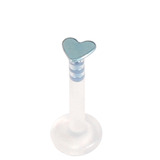 Bioflex Push-fit Labret with Titanium Heart 1.2mm 1.2mm, 6mm, Titanium Heart - Ice Blue