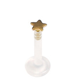Bioflex Push-fit Labret with Titanium Star 1.6mm 1.6mm, 8mm, Gold