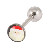 Steel Logo Tongue Bars (8mm Disk) Christmas Xmas 1.6mm, 14mm, 8mm, Santa