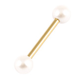 Zircon Steel Barbell with Acrylic Pearl Balls 1.6mm, 10mm, 4mm