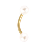 Zircon Steel Curved Barbell with Acrylic Pearl Balls 1.2mm, 12mm, 3mm balls