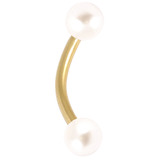 Zircon Steel Curved Barbell with Acrylic Pearl Balls 1.6mm, 12mm, 4mm balls