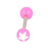 Acrylic Super Star Barbell 1.6mm, 10mm, 5mm, Pink