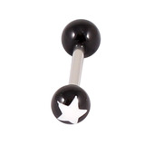 Acrylic Super Star Barbell 1.6mm, 14mm (most popular length), 5mm, Black