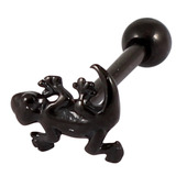 Black Steel Micro Barbell with Black Steel Gecko 1.2mm Gecko, 1.2mm, 6mm