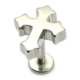 Steel Labret with Cast Steel Attachment 1.6mm 1.6mm, 9mm, Gothic Cross