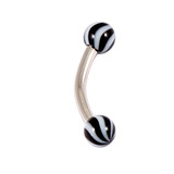 Acrylic Twister Ball Micro Curved Barbell 1.2mm 1.2mm x 10mm / Black