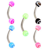 Acrylic Lollipop Ball Micro Curved Barbell 1.2mmm 1.2mm x 10mm / Mixed pack of 5 as shown