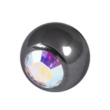 Black Titanium Jewelled Balls 1.6x4mm 1.6mm, 4mm, Crystal AB