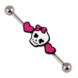 Steel Industrial Scaffold Barbell with Skull and Hearts IND17 - SKU 21227