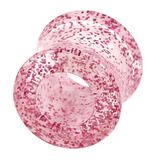 Acrylic Double Flared Glitter Eyelets 6mm, Clear with Pink Glitter