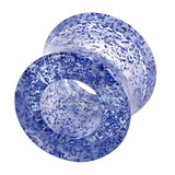 Acrylic Double Flared Glitter Eyelets 12mm, Clear with Blue Glitter