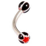 Acrylic Glitter Star Ball Micro Curved Barbell 1.2mm 1.2mm x 12mm / Black