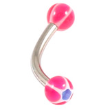 Acrylic Glitter Star Ball Micro Curved Barbell 1.2mm 1.2mm x 12mm / Red
