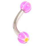 Acrylic Glitter Star Ball Micro Curved Barbell 1.2mm 1.2mm x 12mm / Purple