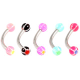 Acrylic Glitter Star Ball Micro Curved Barbell 1.2mm 1.2mm x 12mm / Mixed pack of 5 as shown