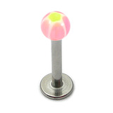 Acrylic Glitter Star Labrets 1.2mm 1.2mm, 12mm, 3mm, Pink