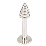 Steel Labrets with Steel Attachments 1.2mm 1.2mm, 12mm, Steel Ribbed Cone