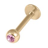 Zircon Steel Jewelled Labrets 1.6mm (Gold colour PVD) 1.6mm, 10mm / 4mm / Light Blue