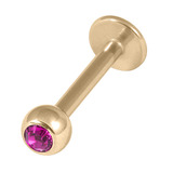 Zircon Steel Jewelled Labrets 1.6mm (Gold colour PVD) 1.6mm, 6mm / 4mm / Fuchsia