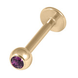 Zircon Steel Jewelled Labrets 1.6mm (Gold colour PVD) 1.6mm, 10mm / 4mm / Purple