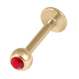 Zircon Steel Jewelled Labrets 1.6mm (Gold colour PVD) 1.6mm, 10mm / 4mm / Red