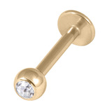 Zircon Steel Jewelled Labrets 1.6mm (Gold colour PVD) 1.6mm, 12mm / 4mm / Crystal Clear