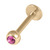 Zircon Steel Jewelled Labrets 1.2mm (Gold colour) 1.2mm, 12mm / 3mm / Pink - alternative image
