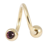 Zircon Steel Double Jewelled Spirals 1.6mm (Gold colour PVD) 1.6mm, 8mm, 4mm, Purple