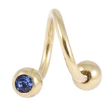 Zircon Steel Double Jewelled Spirals 1.6mm (Gold colour PVD) 1.6mm, 8mm, 4mm, Sapphire