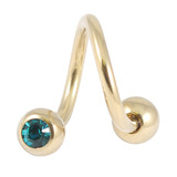 Zircon Steel Double Jewelled Spirals 1.6mm (Gold colour PVD) 1.6mm, 8mm, 4mm, Turquoise