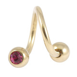 Zircon Steel Double Jewelled Spirals 1.6mm (Gold colour PVD) 1.6mm, 10mm, 4mm, Fuchsia