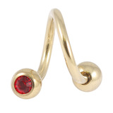 Zircon Steel Double Jewelled Spirals 1.6mm (Gold colour PVD) 1.6mm, 10mm, 4mm, Red
