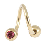 Zircon Steel Double Jewelled Spirals 1.6mm (Gold colour PVD) 1.6mm, 12mm, 5mm, Pink