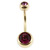 Zircon Steel Double Jewelled Belly Bars (Gold colour PVD) - SKU 21694