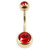 Zircon Steel Double Jewelled Belly Bars (Gold colour PVD) - SKU 21695