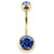 Zircon Steel Double Jewelled Belly Bars (Gold colour PVD) - SKU 21696