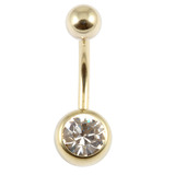 Zircon Steel Jewelled Belly Bars (Gold colour PVD) - SKU 21709