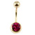 Zircon Steel Jewelled Belly Bars (Gold colour PVD) - SKU 21710