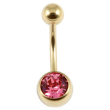 Zircon Steel Jewelled Belly Bars (Gold colour PVD) - SKU 21713