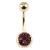 Zircon Steel Jewelled Belly Bars (Gold colour PVD) - SKU 21714