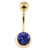 Zircon Steel Jewelled Belly Bars (Gold colour PVD) - SKU 21716