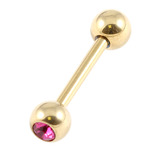 Zircon Steel Single Jewelled Micro Barbells (Gold colour PVD) 1.2mm, 6mm, 3mm, Fuchsia