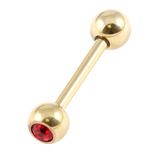 Zircon Steel Single Jewelled Micro Barbells (Gold colour PVD) 1.2mm, 6mm, 3mm, Red