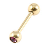 Zircon Steel Single Jewelled Micro Barbells (Gold colour PVD) 1.2mm, 8mm, 3mm, Purple
